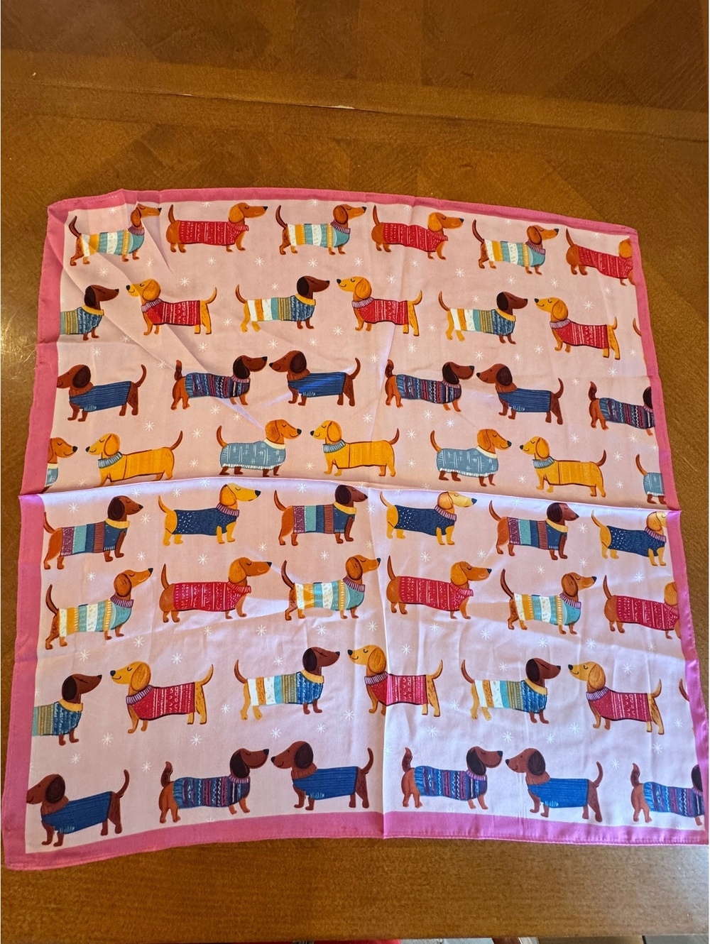 Pink Scarf with Colorful Dachshund Dog Pattern 280